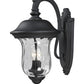 Z-Lite Armstrong 10" 2-Light Black Outdoor Wall Sconce With Clear Water Glass Shade
