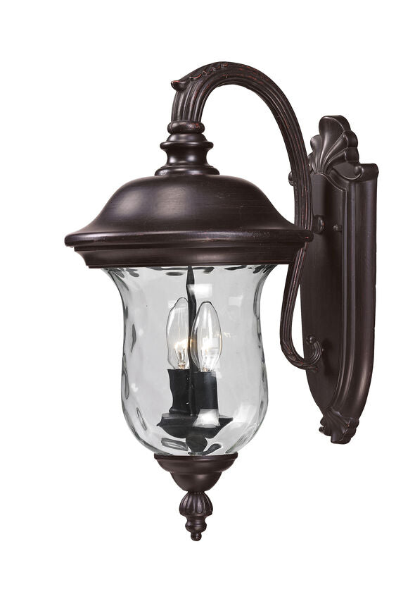 Z-Lite Armstrong 10" 2-Light Bronze Outdoor Wall Sconce With Clear Water Glass Shade