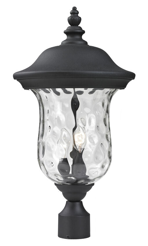 Z-Lite Armstrong 10" W x 21" H 2-Light Black Outdoor Post Mount Fixture With Clear Water Glass Shade