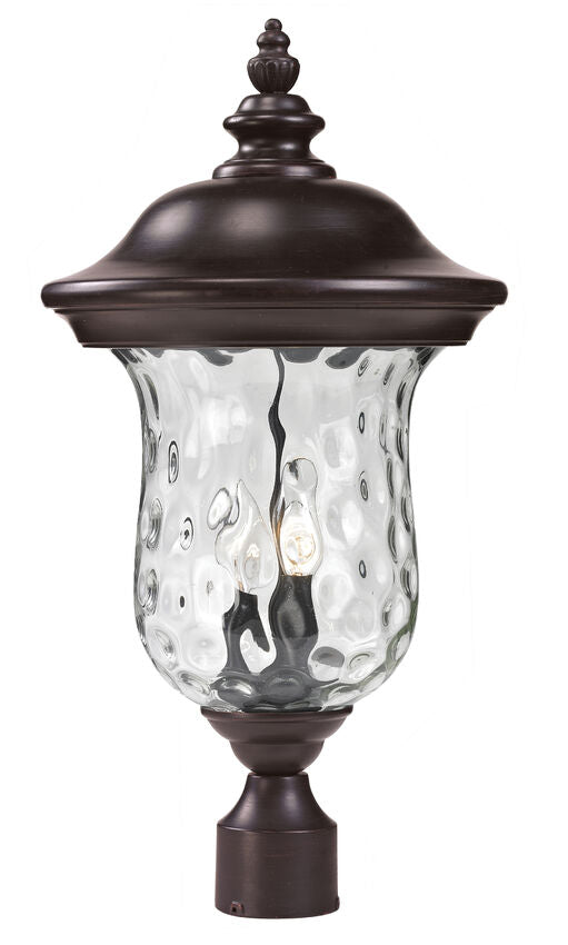 Z-Lite Armstrong 10" W x 21" H 2-Light Bronze Outdoor Post Mount Fixture With Clear Water Glass Shade