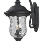 Z-Lite Armstrong 12" 3-Light Black Outdoor Wall Sconce With Clear Water Glass Shade