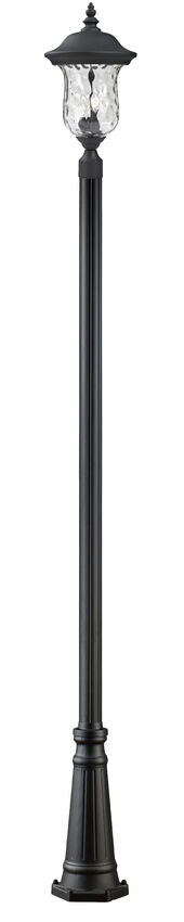 Z-Lite Armstrong 533PHM-519P-BK 2-Light Black Aluminum Frame Clear Waterglass Shade Outdoor Post Mounted Fixture