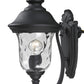 Z-Lite Armstrong 8" 1-Light Black Aluminum Outdoor Wall Sconce With Clear Water Glass Shade
