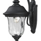 Z-Lite Armstrong 8" 1-Light Black Outdoor Wall Sconce With Clear Water Glass Shade