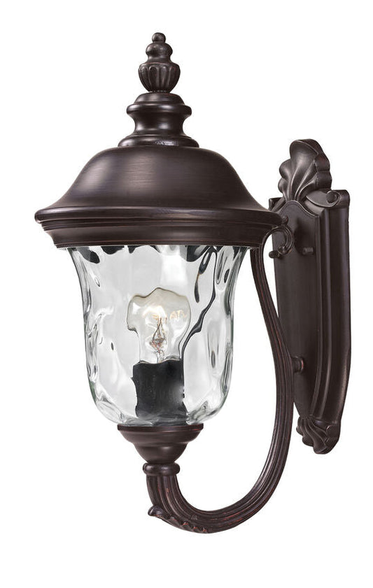 Z-Lite Armstrong 8" 1-Light Bronze Aluminum Outdoor Wall Sconce With Clear Water Glass Shade