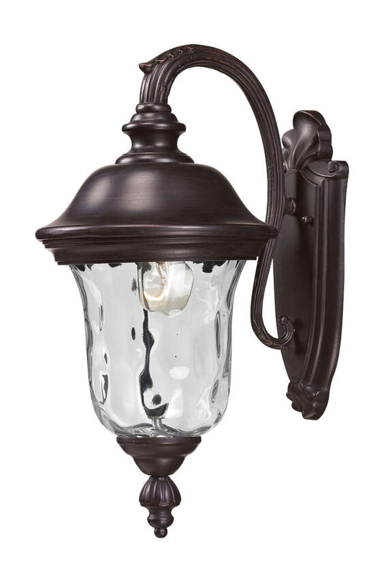 Z-Lite Armstrong 8" 1-Light Bronze Outdoor Wall Sconce With Clear Water Glass Shade