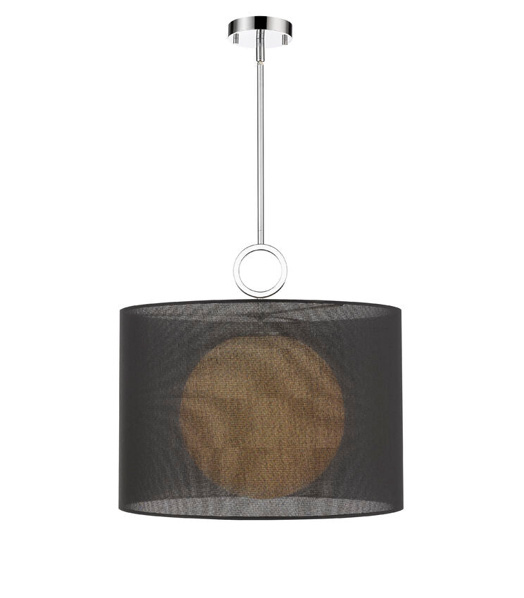 Z-Lite Arosia 20" 1-Light Chrome Pendant Light With Black Fabric Shade