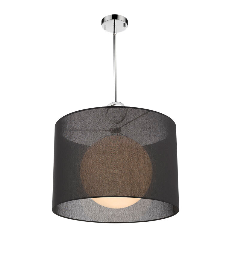 Z-Lite Arosia 20" 1-Light Chrome Pendant Light With Black Fabric Shade