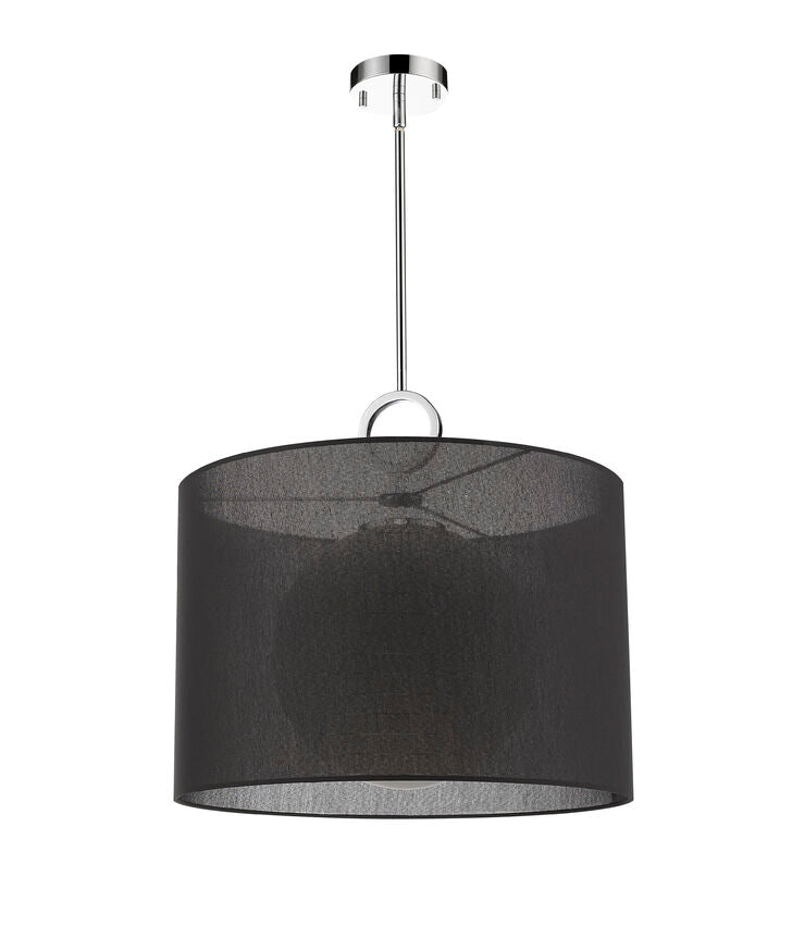Z-Lite Arosia 20" 1-Light Chrome Pendant Light With Black Fabric Shade