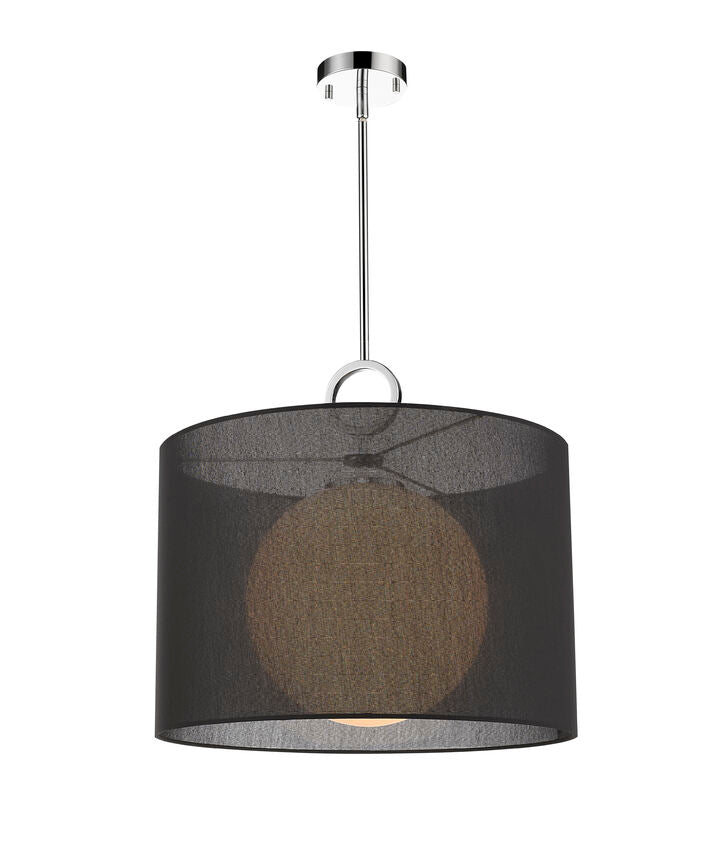 Z-Lite Arosia 20" 1-Light Chrome Pendant Light With Black Fabric Shade