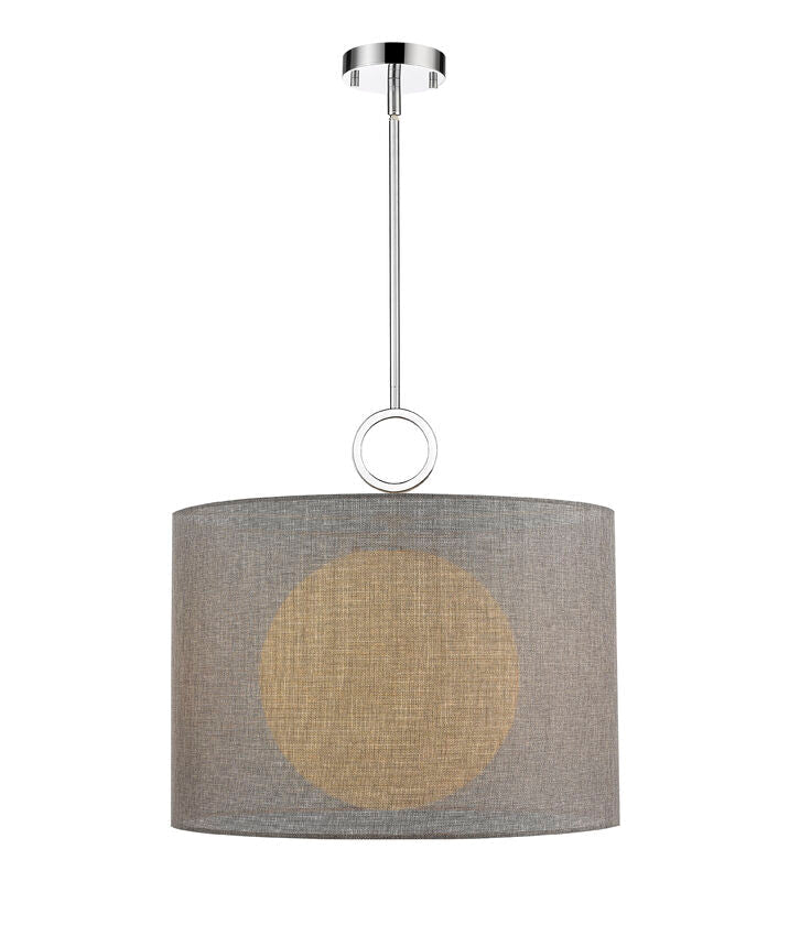 Z-Lite Arosia 20" 1-Light Chrome Pendant Light With Gray Fabric Shade