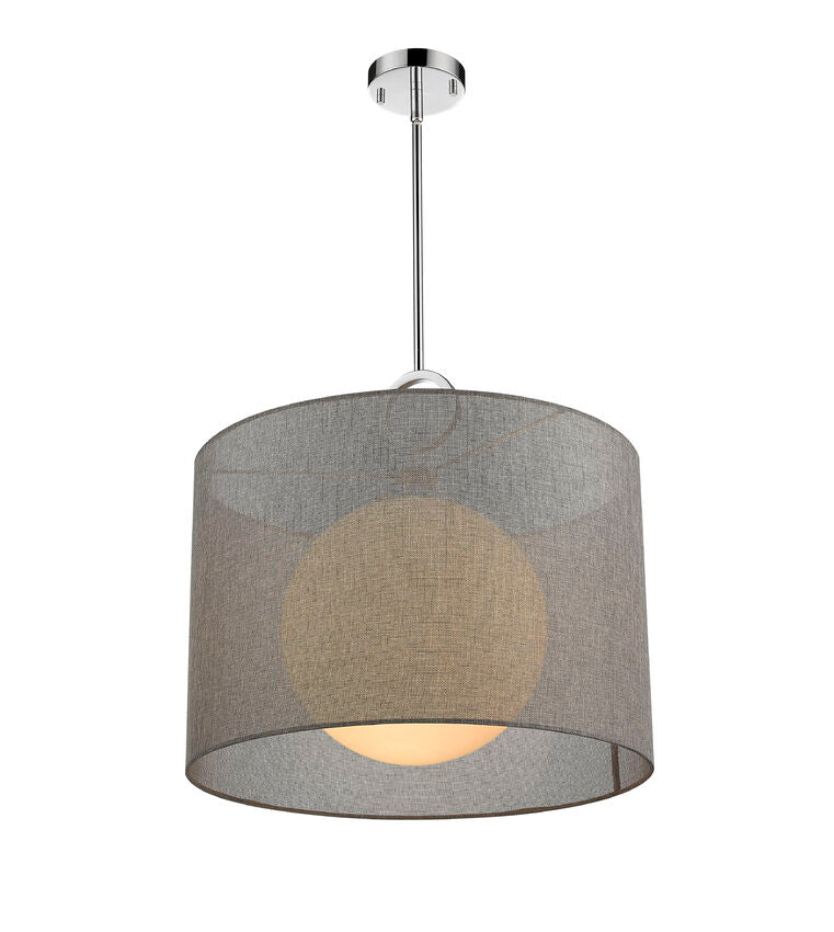 Z-Lite Arosia 20" 1-Light Chrome Pendant Light With Gray Fabric Shade