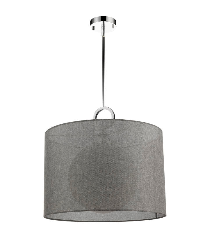 Z-Lite Arosia 20" 1-Light Chrome Pendant Light With Gray Fabric Shade