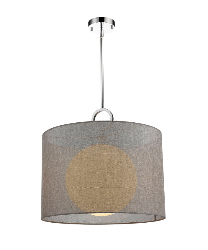 Z-Lite Arosia 20" 1-Light Chrome Pendant Light With Gray Fabric Shade