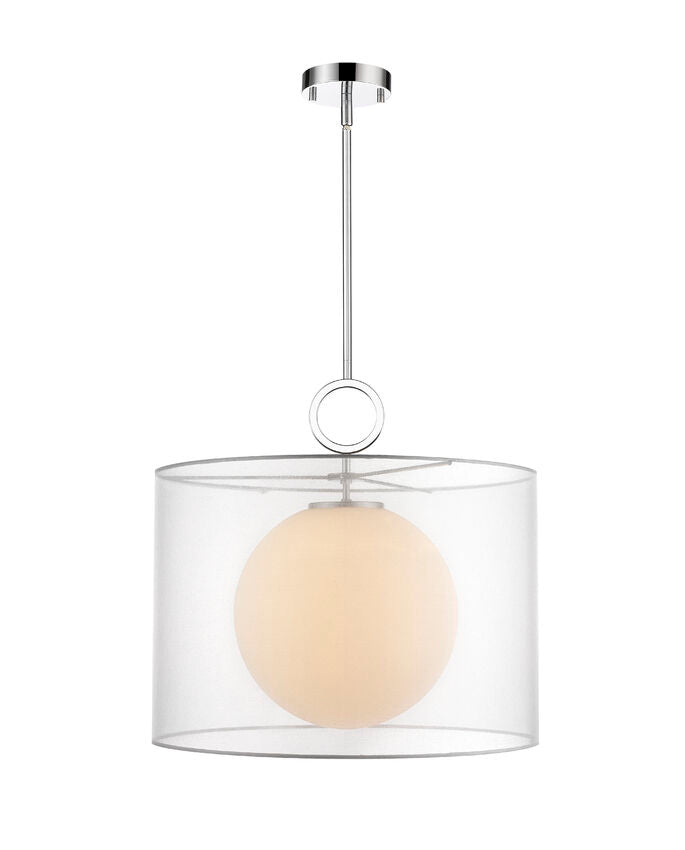 Z-Lite Arosia 20" 1-Light Chrome Pendant Light With White Fabric Shade