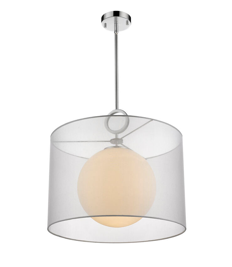 Z-Lite Arosia 20" 1-Light Chrome Pendant Light With White Fabric Shade