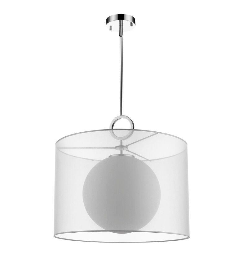 Z-Lite Arosia 20" 1-Light Chrome Pendant Light With White Fabric Shade