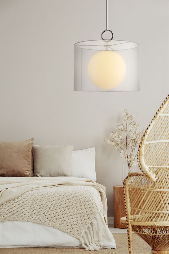 Z-Lite Arosia 20" 1-Light Chrome Pendant Light With White Fabric Shade