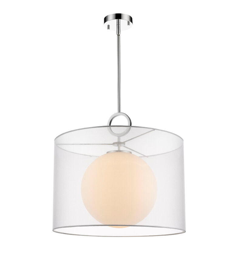 Z-Lite Arosia 20" 1-Light Chrome Pendant Light With White Fabric Shade
