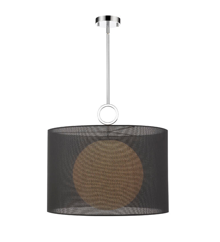 Z-Lite Arosia 24" 1-Light Chrome Pendant Light With Black Fabric Shade