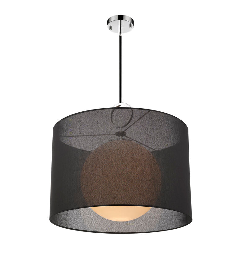 Z-Lite Arosia 24" 1-Light Chrome Pendant Light With Black Fabric Shade