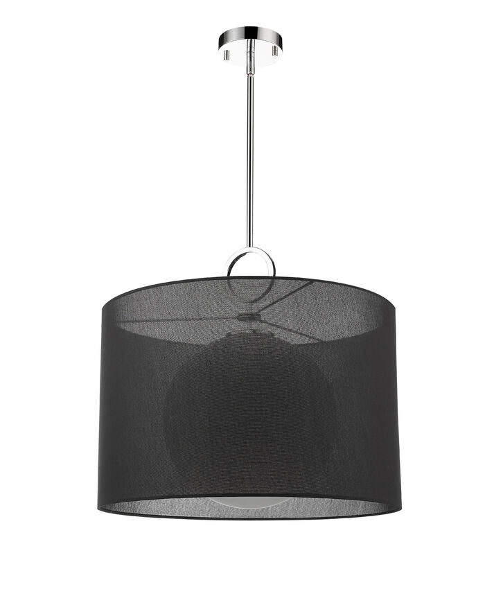 Z-Lite Arosia 24" 1-Light Chrome Pendant Light With Black Fabric Shade