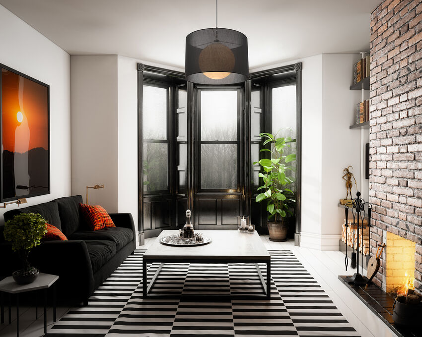 Z-Lite Arosia 24" 1-Light Chrome Pendant Light With Black Fabric Shade