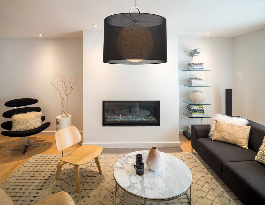 Z-Lite Arosia 24" 1-Light Chrome Pendant Light With Black Fabric Shade