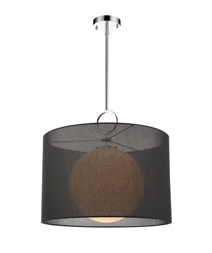 Z-Lite Arosia 24" 1-Light Chrome Pendant Light With Black Fabric Shade