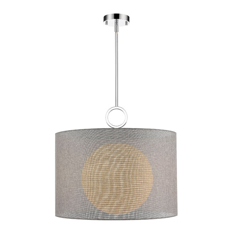 Z-Lite Arosia 24" 1-Light Chrome Pendant Light With Gray Fabric Shade