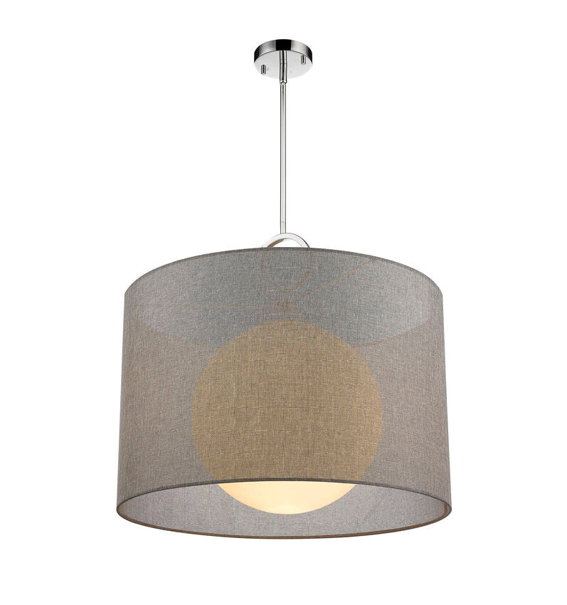 Z-Lite Arosia 24" 1-Light Chrome Pendant Light With Gray Fabric Shade