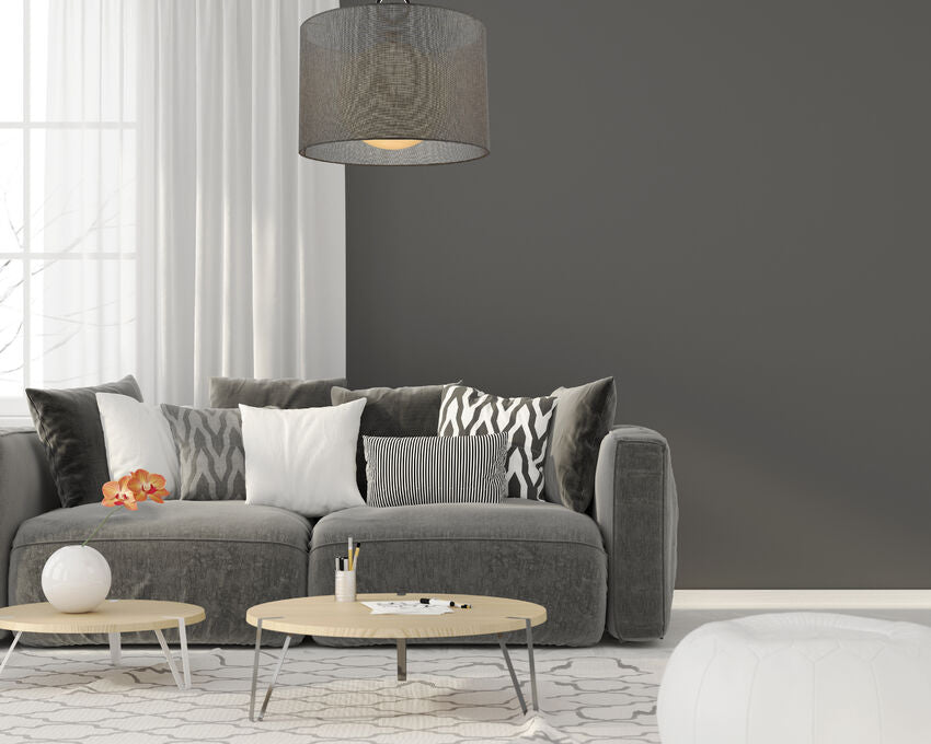 Z-Lite Arosia 24" 1-Light Chrome Pendant Light With Gray Fabric Shade