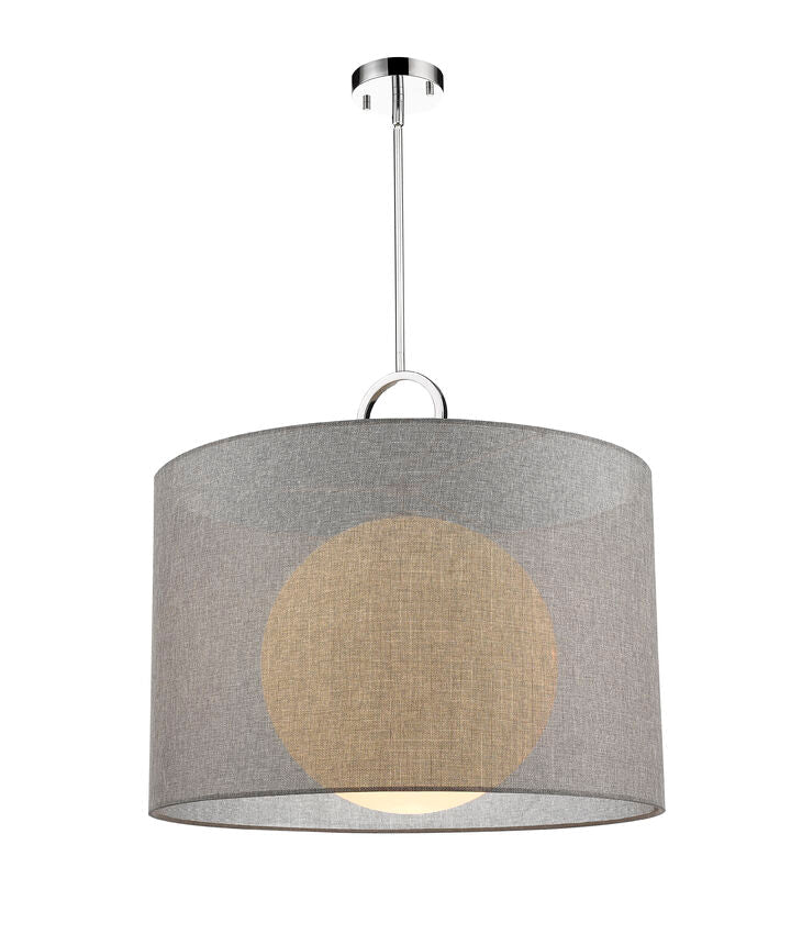 Z-Lite Arosia 24" 1-Light Chrome Pendant Light With Gray Fabric Shade