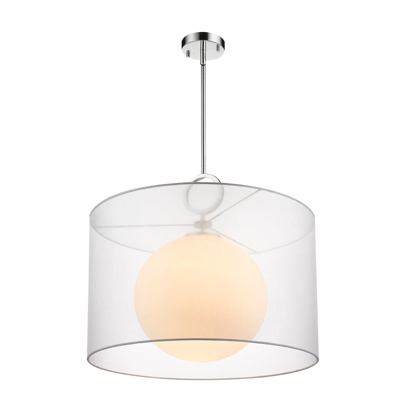 Z-Lite Arosia 24" 1-Light Chrome Pendant Light With White Fabric Shade