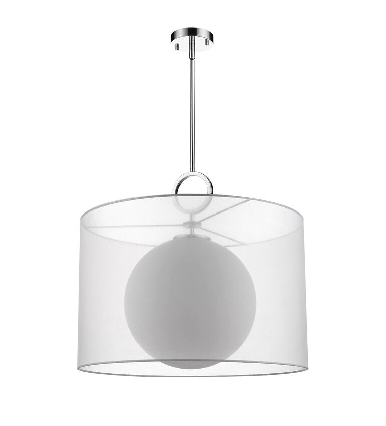 Z-Lite Arosia 24" 1-Light Chrome Pendant Light With White Fabric Shade