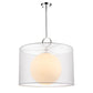 Z-Lite Arosia 24" 1-Light Chrome Pendant Light With White Fabric Shade