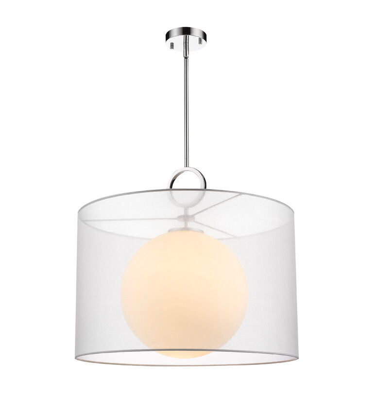 Z-Lite Arosia 24" 1-Light Chrome Pendant Light With White Fabric Shade