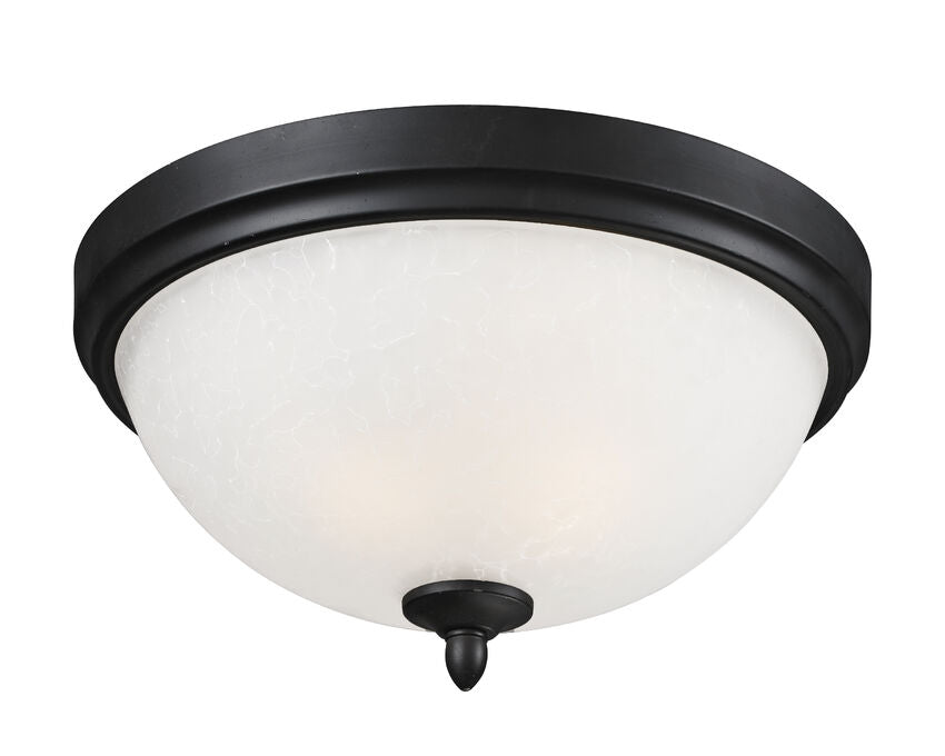 Z-Lite Arshe 15" 3-Light Caf Bronze Flush Mount Lighting With White Watermark Glass Shade