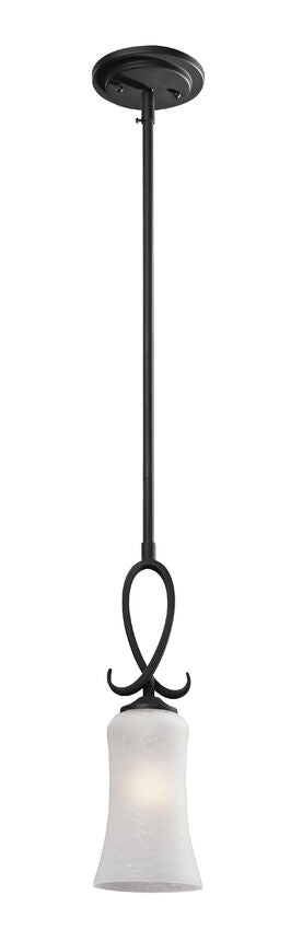 Z-Lite Arshe 6" 1-Light Caf Bronze Pendant Light With White Watermark Glass Shade
