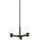 Z-Lite Artemis 18" 6-Light Matte Black Steel and Matte Opal Glass Chandelier