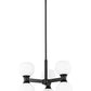 Z-Lite Artemis 18" 6-Light Matte Black Steel and Matte Opal Glass Chandelier