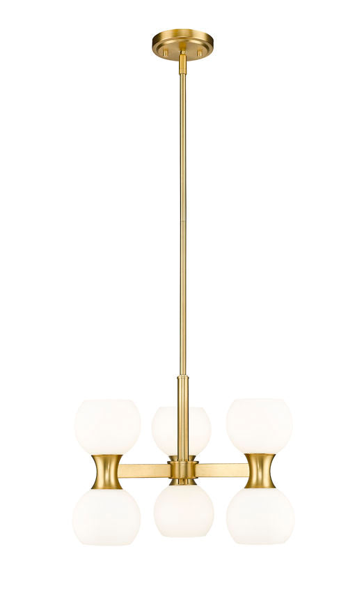 Z-Lite Artemis 18" 6-Light Modern Gold Steel and Matte Opal Glass Chandelier