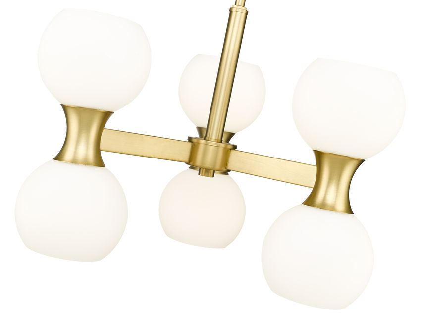 Z-Lite Artemis 18" 6-Light Modern Gold Steel and Matte Opal Glass Chandelier