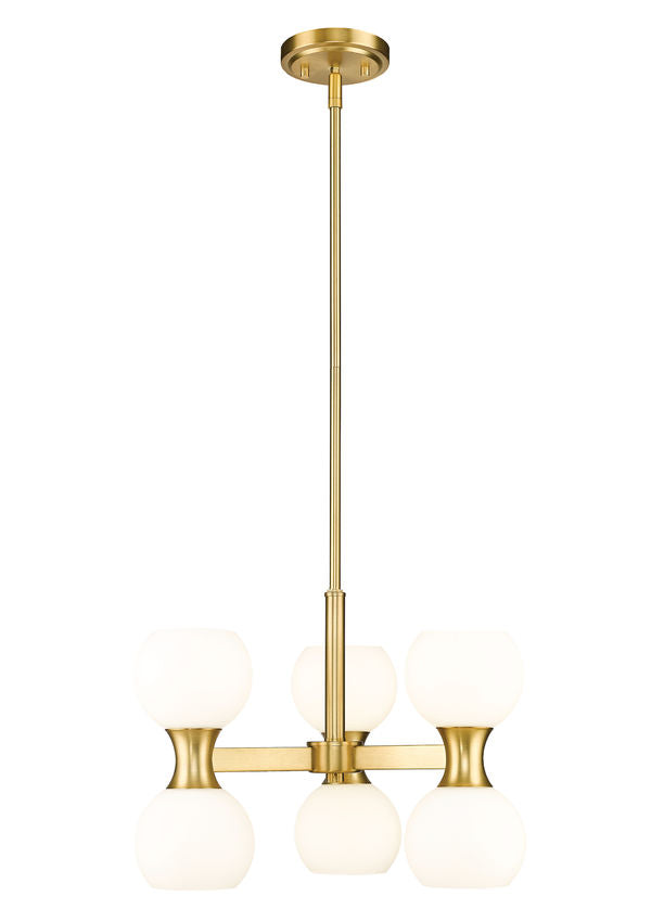 Z-Lite Artemis 18" 6-Light Modern Gold Steel and Matte Opal Glass Chandelier