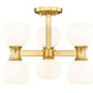 Z-Lite Artemis 18" 6-Light Modern Gold Steel and Matte Opal Glass Semi Flush Mount Lighting