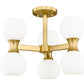 Z-Lite Artemis 18" 6-Light Modern Gold Steel and Matte Opal Glass Semi Flush Mount Lighting
