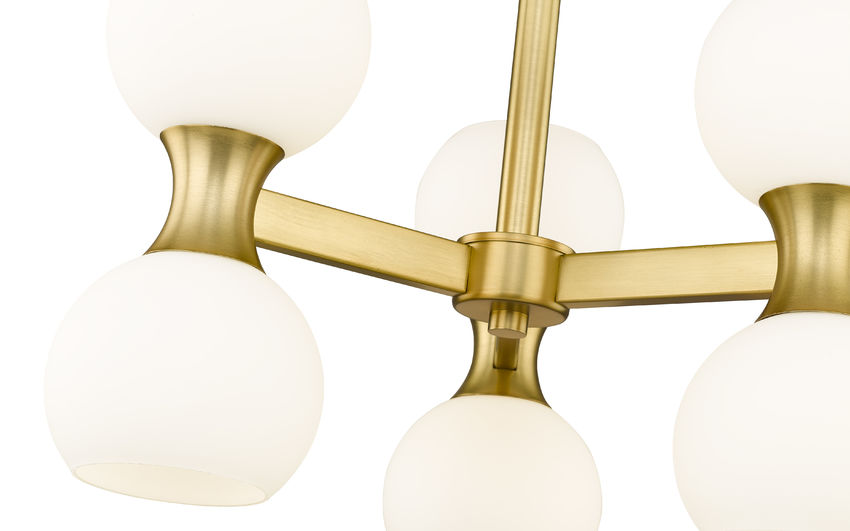 Z-Lite Artemis 18" 6-Light Modern Gold Steel and Matte Opal Glass Semi Flush Mount Lighting