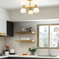 Z-Lite Artemis 18" 6-Light Modern Gold Steel and Matte Opal Glass Semi Flush Mount Lighting