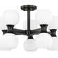 Z-Lite Artemis 21" 10-Light Matte Black Steel and Matte Opal Glass Semi Flush Mount Lighting