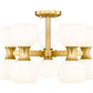 Z-Lite Artemis 21" 10-Light Modern Gold Steel and Matte Opal Glass Semi Flush Mount Lighting